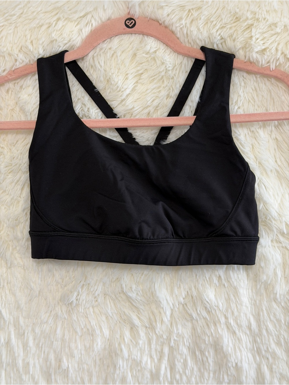 Lululemon Womens Energy Bra Exhale Size 6 Black Sports Bra Strappy Gym Yoga
